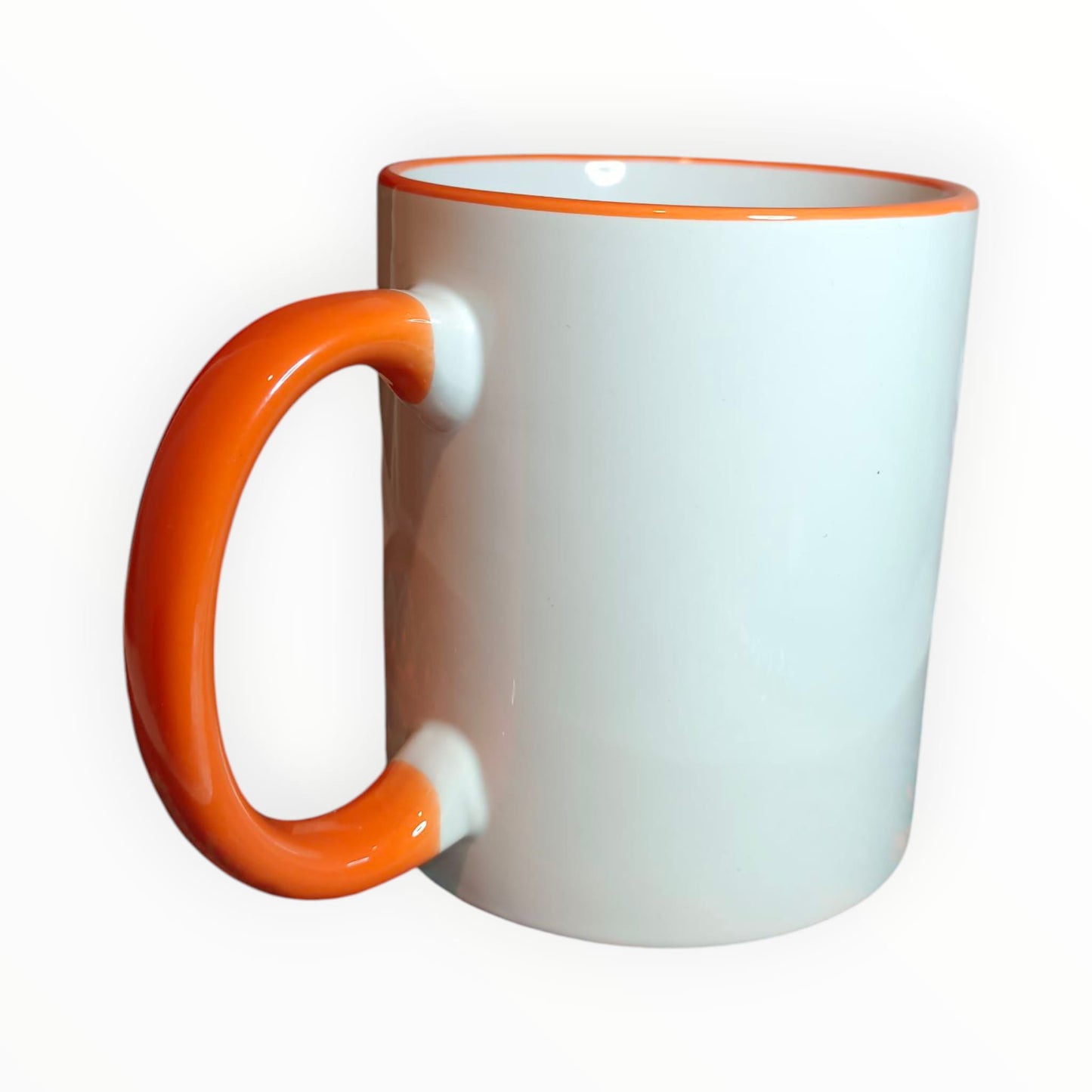 Taza de Cerámica Blanca con Detalles Naranja