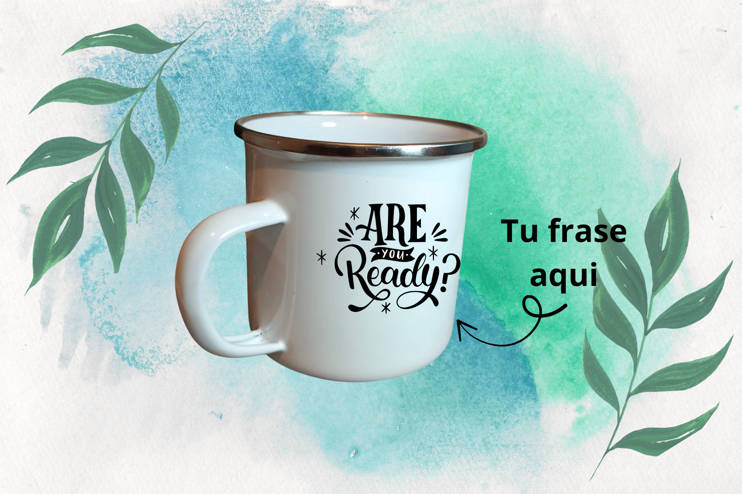 Taza Clásica Blanca con Borde Metálico