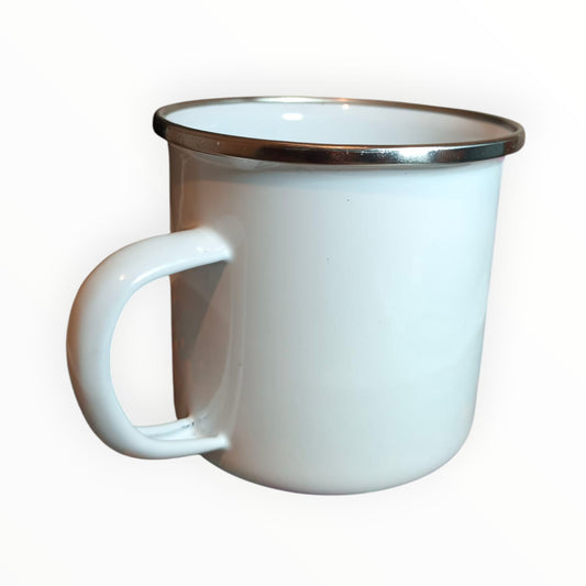 Taza  Clásica Blanca con Borde Metálico